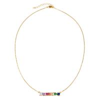 Cubic Zircon Micro Pave Brass Necklace, micro pave cubic zirconia & for woman Approx 17.7 Inch 