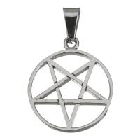 Stainless Steel Star Pendant, pentagram, original color Approx 