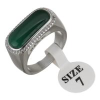 Stainless Steel Finger Ring, with Jade, Unisex, original color, 10mm, US Ring 