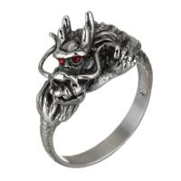 Men Stainless Steel Ring in Bulk, with Glass, Dragon, for man & blacken, 13mm, US Ring 