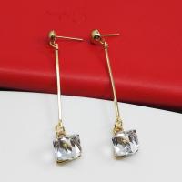 Zinc Alloy Drop Earring, with Crystal, gold color plated, Korean style & for woman 