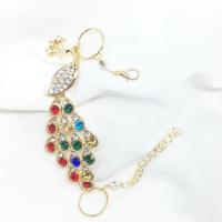 Zinc Alloy Rhinestone Bracelets, Peacock, gold color plated, for woman & with rhinestone, multi-colored Approx 7.49 Inch 