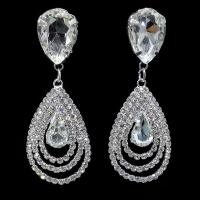 Zinc Alloy Rhinestone Drop Earring, with Crystal, Teardrop, platinum color plated, for woman & with rhinestone 