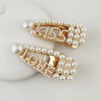 Alligator Hair Clip, Zinc Alloy, with ABS Plastic Pearl, gold color plated & for woman 