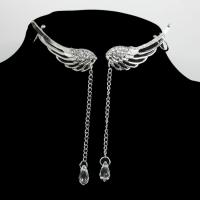 Zinc Alloy Earring, Wing Shape, silver color plated & for woman & with rhinestone 