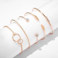 Zinc Alloy Multi Bangle Sets, bracelet, Round, gold color plated, 5 pieces & Adjustable & for woman, golden, 65mm,67mm,70mm,180mm 