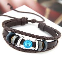 Fashion Zinc Alloy Bracelets, with PU Leather, plated, for woman 175*12mm 