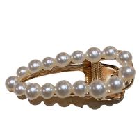 Alligator Hair Clip, Zinc Alloy, with Plastic Pearl, plated, for woman 60mm 