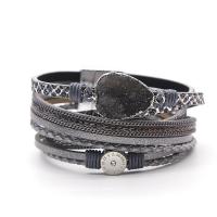 Wrap Bracelets, PU Leather, with Magnet, Round, plated, multilayer & for woman Approx 15 Inch 