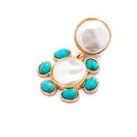 Turquoise Zinc Alloy Earring, with turquoise, Flower, plated, for woman, green 
