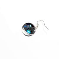 Boucle d'oreille goutte en verre coloré, chalumeau, pour femme, couleur bleu foncé Vendu par paire