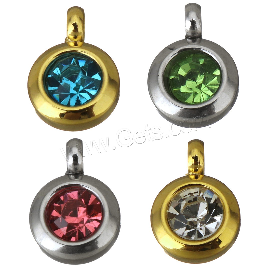 Rhinestone Stainless Steel Pendants, plated, different styles for choice & with rhinestone, more colors for choice, 6.5x9x3.5mm, Hole:Approx 2mm, Sold By PC
