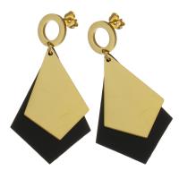 Stainless Steel Drop Earring, with Resin, gold color plated, for woman, 54mm 
