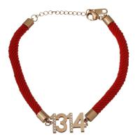 Bracelets en acier inoxydable, avec corde en nylon, avec 1.5Inch chaînes de rallonge, Plaqué de couleur d'or rose, pour femme & avec strass 5mm Environ 7 pouce, Vendu par brin