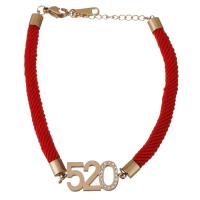 Bracelets en acier inoxydable, avec corde en nylon, avec 1.5Inch chaînes de rallonge, Plaqué de couleur d'or rose, pour femme & avec strass 5mm Environ 7 pouce, Vendu par brin