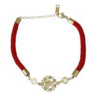 Bracelets en acier inoxydable, avec corde en nylon, avec 1.5Inch chaînes de rallonge, Placage de couleur d'or, pour femme & avec strass  5mm Environ 7.5 pouce, Vendu par brin