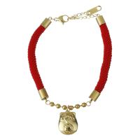 Stainless Steel Charm Bracelet, with Nylon Cord, with 1.5Inch extender chain, gold color plated, for woman 5mm Approx 6.5 Inch 