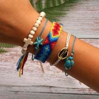 Mixed Material Bracelets, Cotton Thread, with Zinc Alloy & for woman Approx 17 Inch 