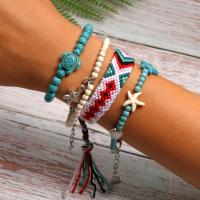 Mixed Material Bracelets, Cotton Thread, with Zinc Alloy, adjustable & for woman Approx 17 Inch 