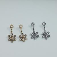 Plastic Pearl Zinc Alloy Earring, with ABS Plastic Pearl, Flower, plated, for woman & with rhinestone 