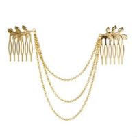 Decorative Hair Combs, Zinc Alloy, gold color plated, for woman 