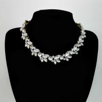 Rhinestone Zinc Alloy Necklace, with 5cm extender chain, Leaf, plated, for woman & with rhinestone 20mm Approx 16.93 Inch 