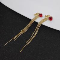 Zinc Alloy Drop Earring, gold color plated & for woman & with rhinestone 