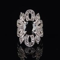 Rhinestone Zinc Alloy Finger Ring, antique silver color plated & for woman & with rhinestone, 28mm 