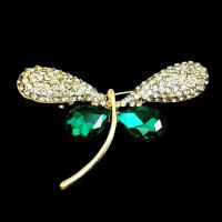 Zinc Alloy Jewelry Brooch, with Crystal, Dragonfly, gold color plated, for woman & with rhinestone 