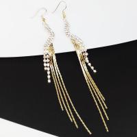 Fashion Fringe Earrings, Zinc Alloy, plated, for woman & with rhinestone 140mm 