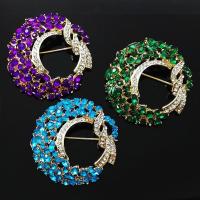 Zinc Alloy Jewelry Brooch, gold color plated, for woman & with rhinestone 