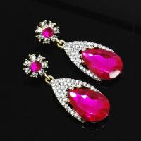 Zinc Alloy Rhinestone Drop Earring, with Crystal, Teardrop, gold color plated, for woman & with rhinestone 