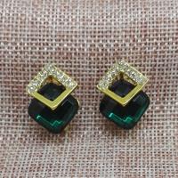 Resin Zinc Alloy Earring, with Resin, gold color plated, for woman & with rhinestone 