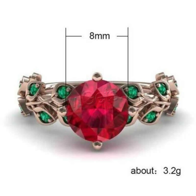 Rhinestone Zinc Alloy Finger Ring, with Rhinestone, rose gold color plated, different size for choice & for woman, 8mm, Sold By PC