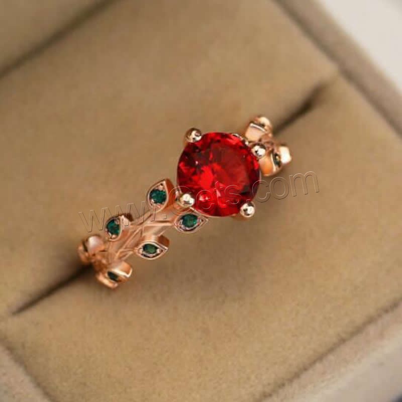 Горный хрусталь сплава цинка палец кольцо, цинковый сплав, с Кристаллы, плакированный цветом розового золота, разный размер для выбора & Женский, 8mm, продается PC