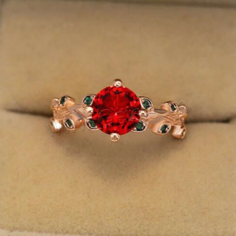 Anneau de diamant d'alliage de zinc sans nickel, avec strass, Plaqué de couleur d'or rose, normes différentes pour le choix & pour femme, 8mm, Vendu par PC