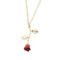 Zinc Alloy Necklace, zinc alloy lobster clasp, Rose, gold color plated, for woman Approx 19.6 Inch 