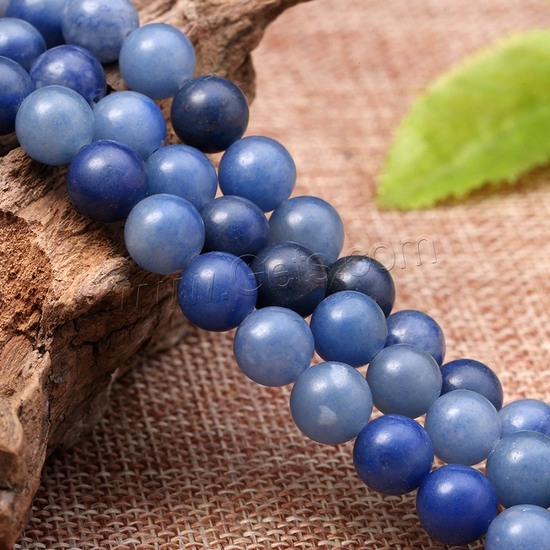 Blue Aventurine Bead, Round, polished, DIY & different size for choice & frosted, blue, Length:Approx 15 Inch, Sold By Strand