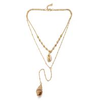 Shell Zinc Alloy Necklace, with Trumpet Shell, gold color plated, Double Layer & Adjustable & for woman, 20mm,32mm Approx 20 Inch 