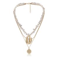 Fashion Multi Layer Necklace, Zinc Alloy, with Acrylic, gold color plated, multilayer & for woman, golden .7 Inch 