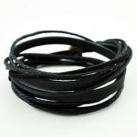 Wrap Bracelets, PU Leather, plated, multilayer & Unisex, black .5 Inch 