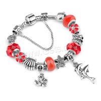 Zinc Alloy European Bracelets, with Cats Eye & Crystal, plated & for woman, red 