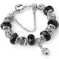 Zinc Alloy European Bracelets, with Crystal, plated & for woman, black 