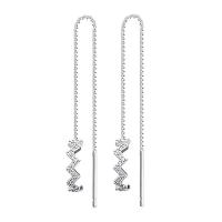 Sterling Silver Thread Through Earrings, 925 Sterling Silver, platinum plated & for woman, 12mm 