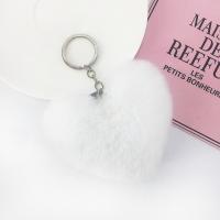 Fur Plush Key Chain, Zinc Alloy, with Faux Rabbit Hair, Heart, handmade, 5 pieces & for woman 5/Set 