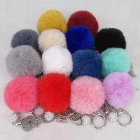 Zinc Alloy Key Chain Jewelry, with Faux Rabbit Hair, handmade, for woman 140mmuff0c50mm 