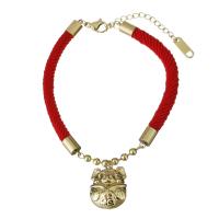 Stainless Steel Charm Bracelet, with Nylon Cord, with 1.5Inch extender chain, gold color plated, for woman 5mm Approx 7 Inch 