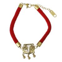 Bracelets en acier inoxydable, avec corde en nylon, avec 1.5Inch chaînes de rallonge, Placage de couleur d'or, pour femme  5mm Environ 6 pouce, Vendu par brin