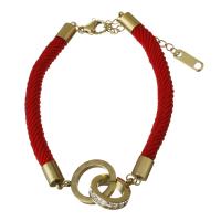 Bracelets en acier inoxydable, avec corde en nylon & verre, avec 2Inch chaînes de rallonge, Placage de couleur d'or, pour femme  5mm Environ 6.5 pouce, Vendu par brin
