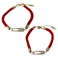 Bracelets en acier inoxydable, avec argile & corde en nylon, avec 1.5Inch chaînes de rallonge, Placage, pour femme & avec strass, plus de couleurs à choisir 5mm Environ 6.5 pouce, Vendu par brin